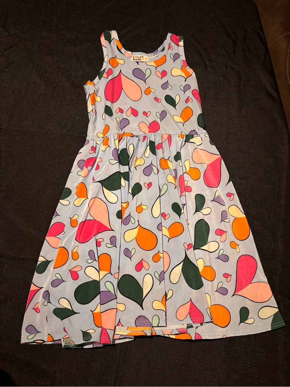 Dot Dot Smile Light Blue Sleeveless Dress with Bright Heart Motif